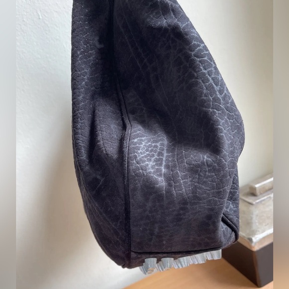 Alexander Wang Morgan Espresso Croc Embossed Suede Hobo Bag New - Picture 6 of 12